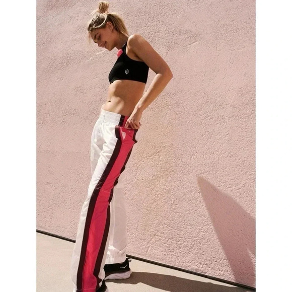 New Free People End Zone Track Pants Wide Leg Nyon Cargo FP Movement White Small - Picture 7 of 13